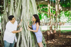 Engagement Photo with banyan tree